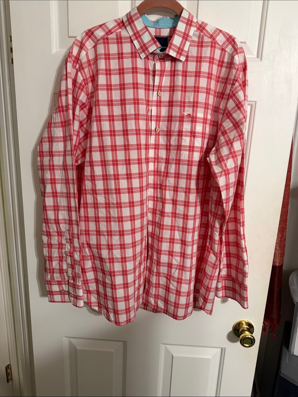 Tommy Bahama Red and White Plaid Button-Down Shirt